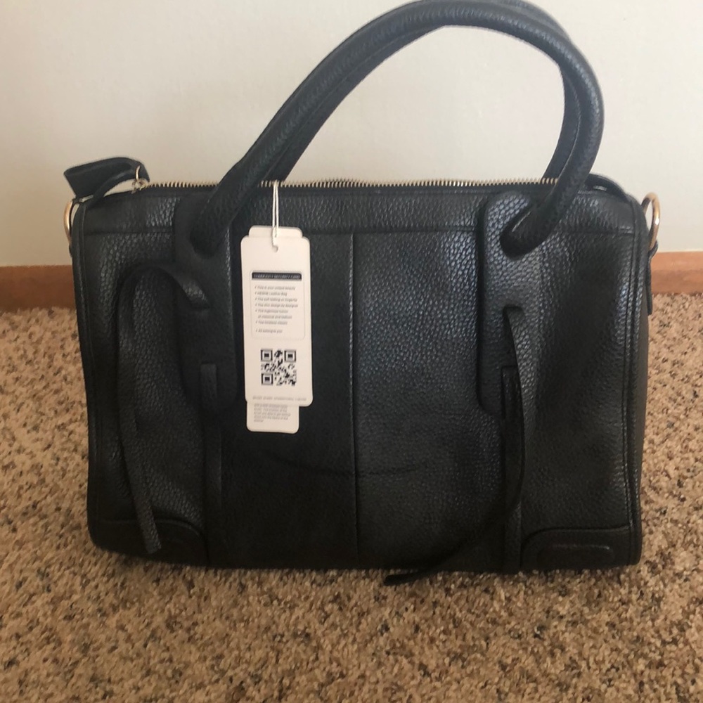 Heshe Bright Sparks Black Leather Work Bag